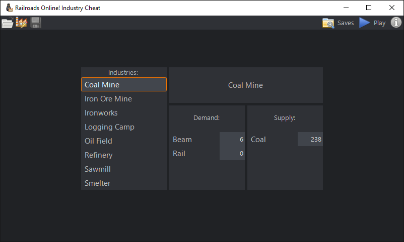 Railroads Online! Industry Cheat - Industry Editor